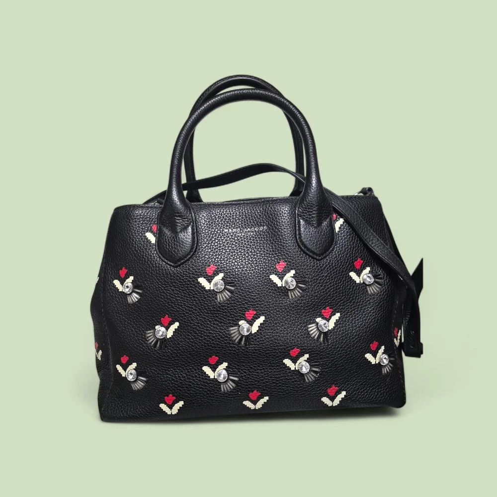 MARC JACOBS Embellished Tulip Gotham Leather Tote Medium